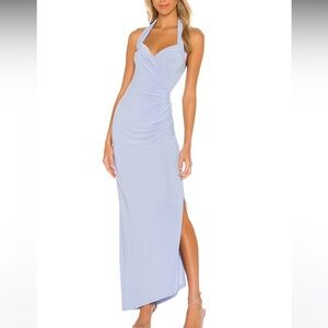 NEW NWT Norma Kamali Halter Sweetheart Gown Dress in Celestial Blue